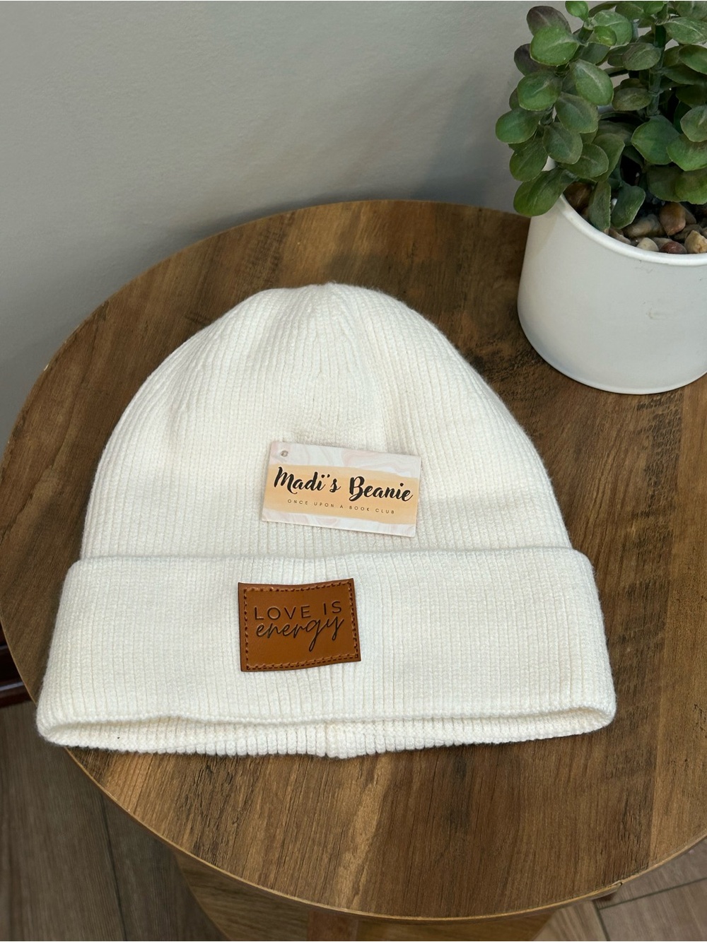 NWT Madi’s Beanie Once Upon a Book Club 100% Wool Love Is Energy
